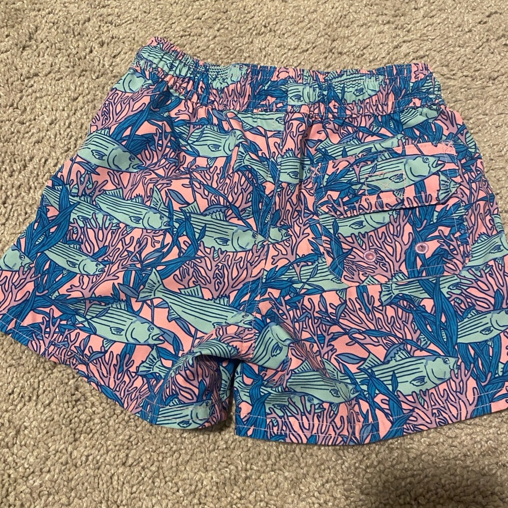 Vineyard Vines Boys Fish Print Swim Trunks - Pink & Aqua - Picture 4 of 4